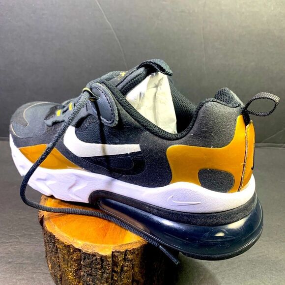 Nike Air Max 270 React Sneakers Black Gold Shoe Size 8 Womens or Youth 6.5 - Picture 1 of 11